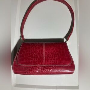 Red Croc-Embossed Handbag